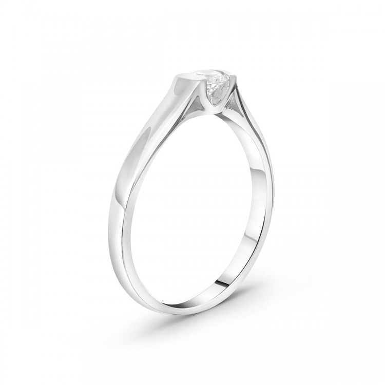 Pierścionek z białego złota z diamentem - próba 585 0,15CT PV-190B