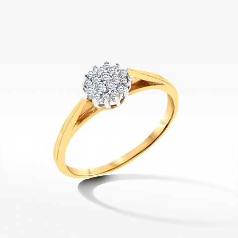 Złoty pierścionek kwiat cyrkonii