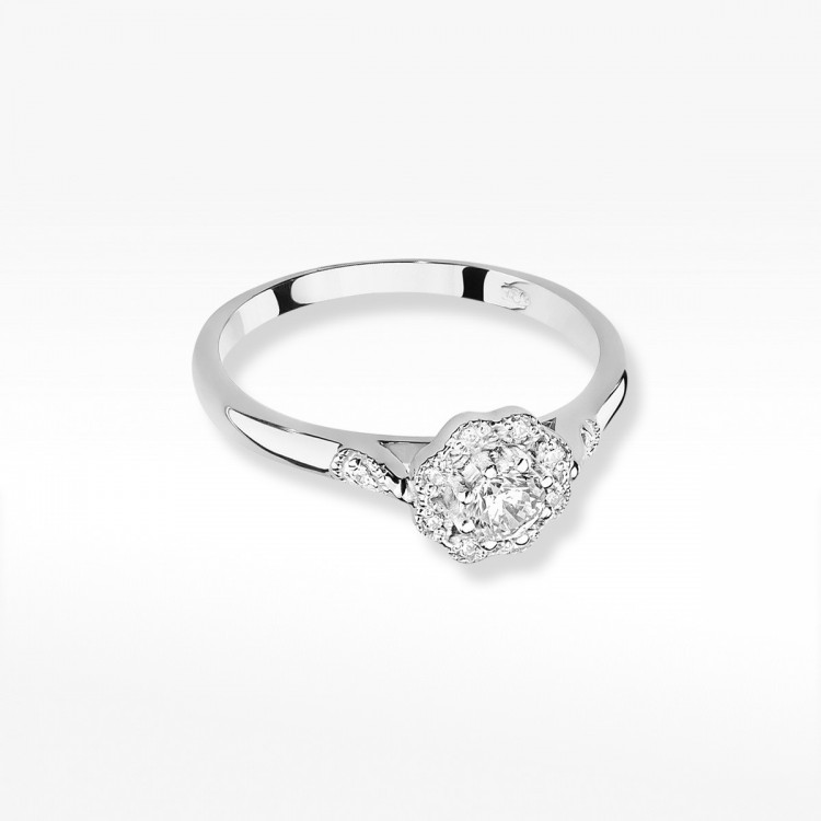 Pierścionek z białego złota z diamentami  - próba 585 0,28CT W-434B