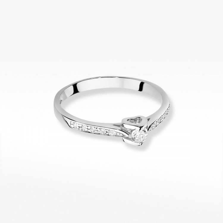Pierścionek z białego złota z diamentami  - próba 585 0,15CT W-435B