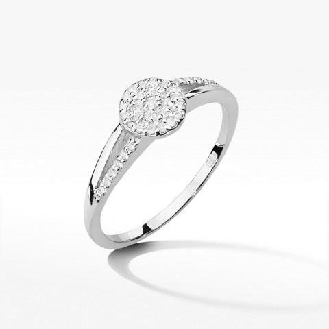 Pierścionek z białego złota z diamentami - próba 585 0,18CT W-437B