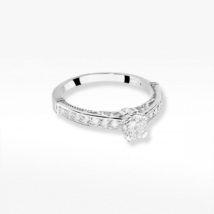 Pierścionek z białego złota z diamentami  - próba 585 0,56CT W-439B