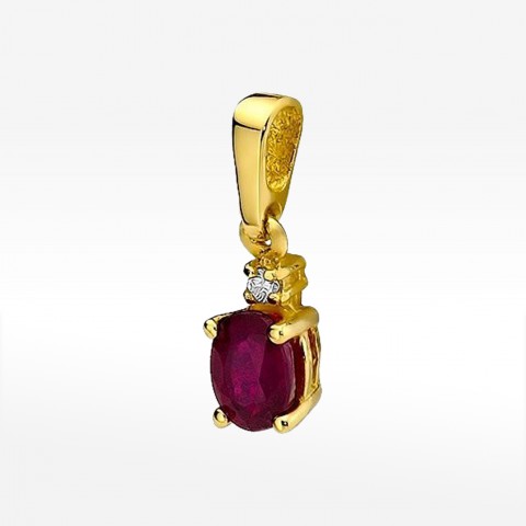 Zawieszka z żółtego złota z rubinem - próba 585 0,615CT Z-001AR