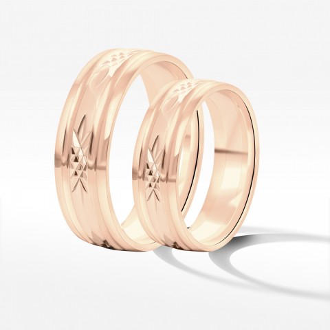Obrączki ślubne z różowego złota 6mm półokrągłe