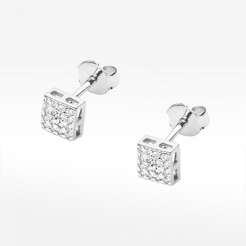 Kolczyki z białego złota z diamentami  - próba 585 0,16CT KO-013 B