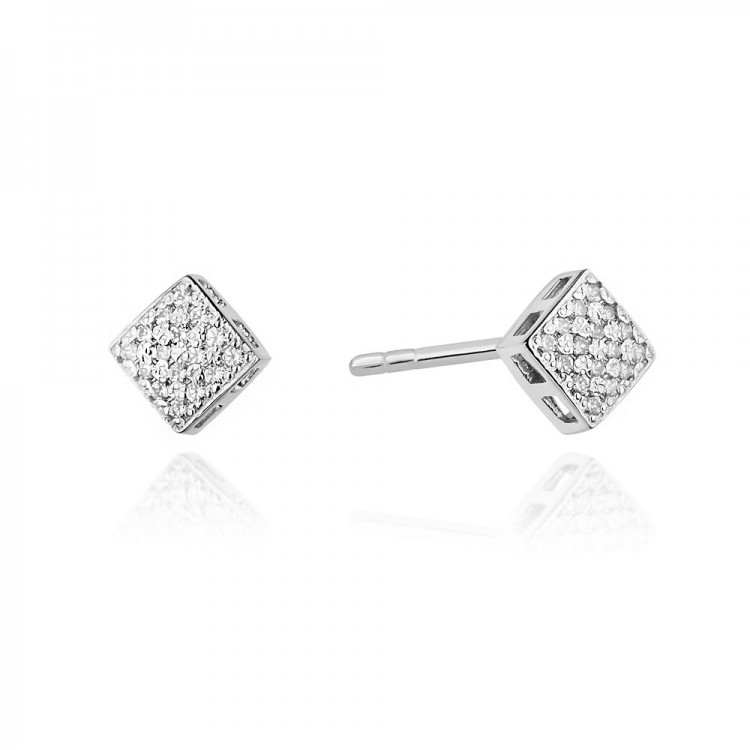 Kolczyki z białego złota z diamentami  - próba 585 0,16CT KO-013 B