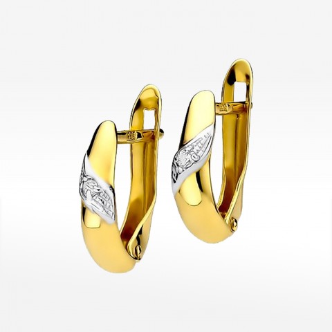 Kolczyki z żółtego złota z diamentem - próba 585 0,04CT KO-012A