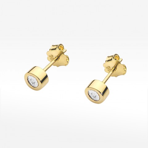 Kolczyki z żółtego złota z diamentem - próba 585 0,029CT KO-071A
