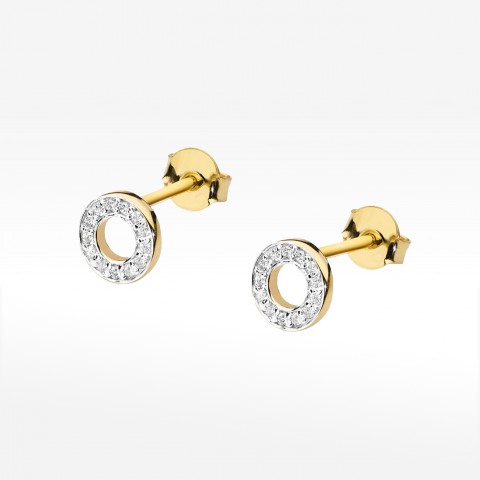 Kolczyki z żółtego złota z diamentami  - próba 585 0,13CT KO-070A