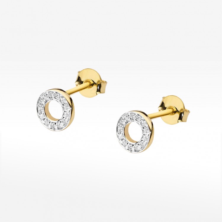 Kolczyki z żółtego złota z diamentami  - próba 585 0,13CT KO-070A