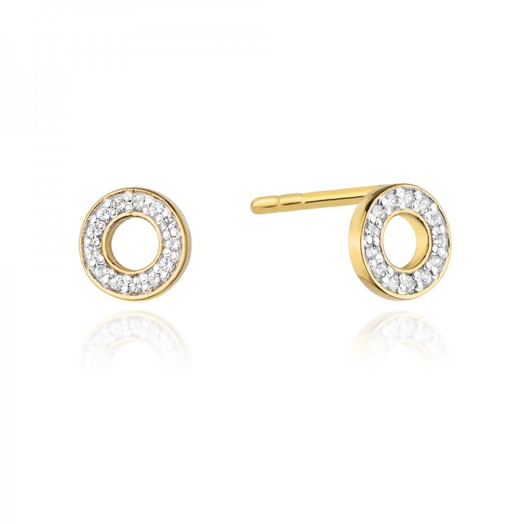 Kolczyki z żółtego złota z diamentami  - próba 585 0,13CT KO-070A