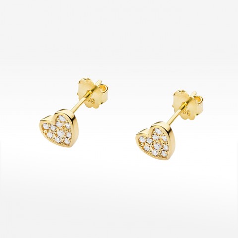 Kolczyki z żółtego złota z diamentami  - próba 585 0,009CT KO-021