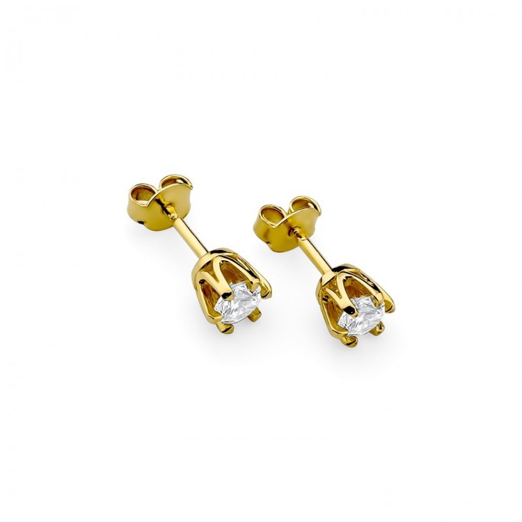 Kolczyki z żółtego złota z diamentem - próba 585 0,60CT KO-220