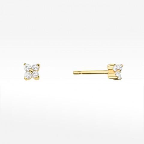 Kolczyki z żółtego złota z diamentami  - próba 585 0,116CT KO-024