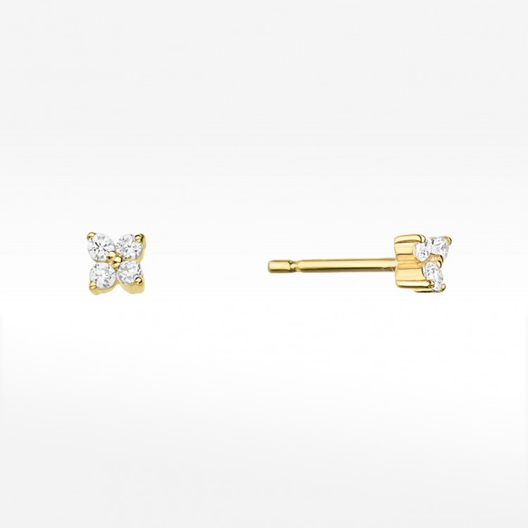 Kolczyki z żółtego złota z diamentami  - próba 585 0,116CT KO-024