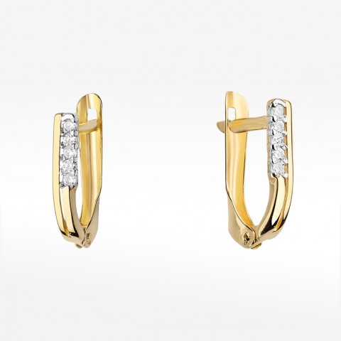 Kolczyki z żółtego złota z diamentami  - próba 585 0,145CT KO-028