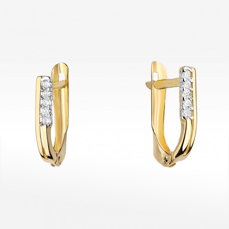 Kolczyki z żółtego złota z diamentami  - próba 585 0,145CT KO-028