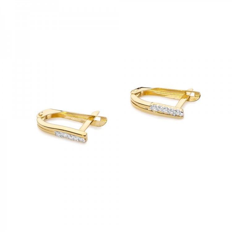 Kolczyki z żółtego złota z diamentami  - próba 585 0,145CT KO-028