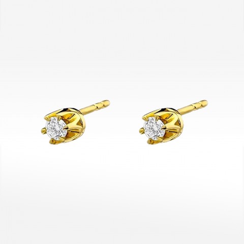 Kolczyki z żółtego złota z diamentem - próba 585 0,16CT KO-032A 0,16ct
