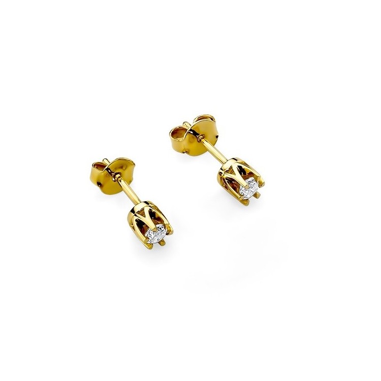Kolczyki z żółtego złota z diamentem - próba 585 0,20CT KO-032A 0,20ct