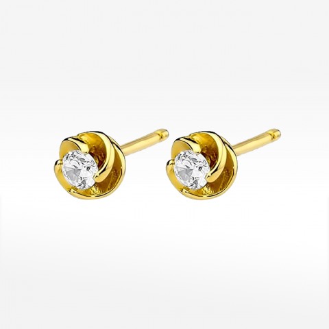 Kolczyki z żółtego złota z diamentem - próba 585 0,16CT KO-329 0,16ct