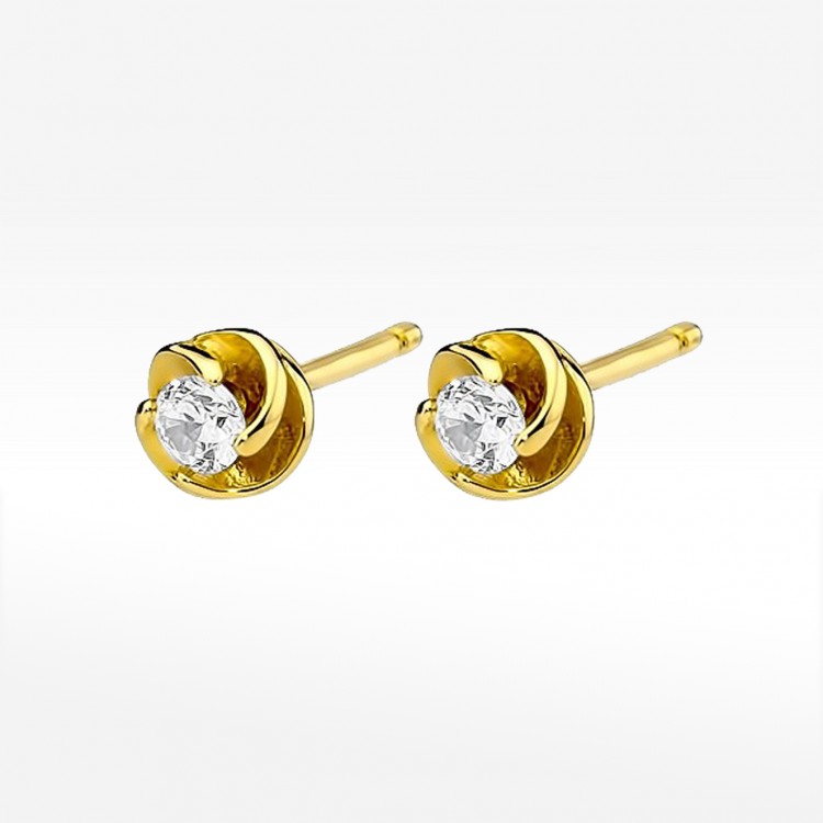 Kolczyki z żółtego złota z diamentem - próba 585 0,16CT KO-329 0,16ct