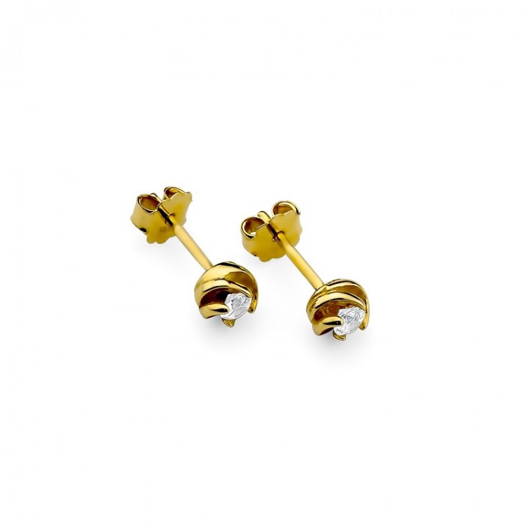 Kolczyki z żółtego złota z diamentem - próba 585 0,16CT KO-329 0,16ct