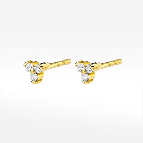 Kolczyki z żółtego złota z diamentami  - próba 585 0,087CT KO-033