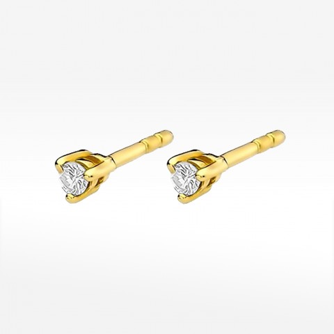 Kolczyki z żółtego złota z diamentem - próba 585 0,08CT KO-035