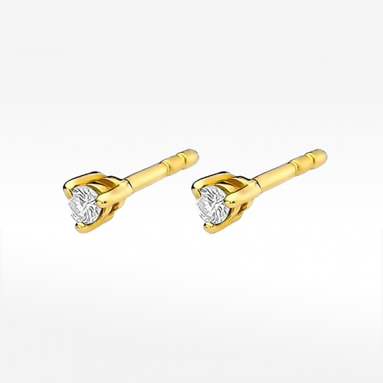 Kolczyki z żółtego złota z diamentem - próba 585 0,08CT KO-035