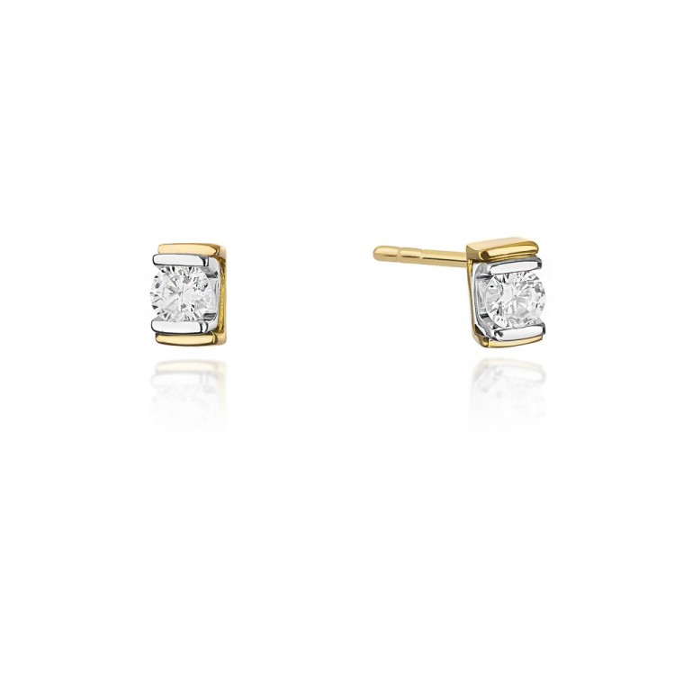 Kolczyki z żółtego złota z diamentem - próba 585 0,20CT KO-343A 0.20ct