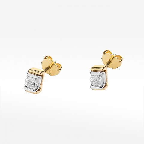 Kolczyki z żółtego złota z diamentem - próba 585 0,20CT KO-343A 0.20ct