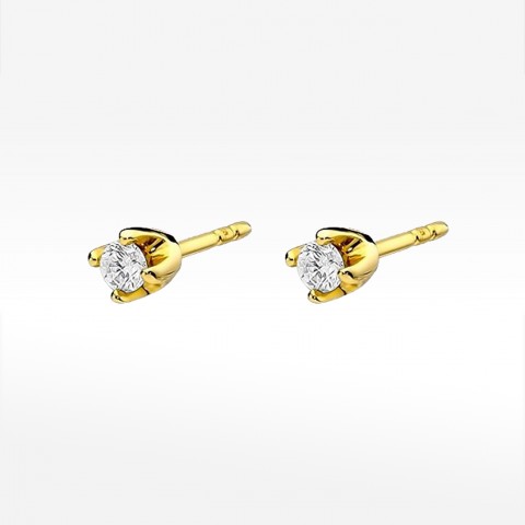 Kolczyki z żółtego złota z diamentem - próba 585 0,20CT KO-034 0,20ct B