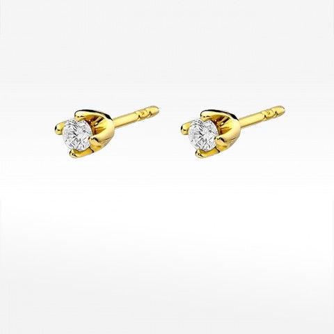 Kolczyki z żółtego złota z diamentem - próba 585 0,16CT KO-034 0,16ct