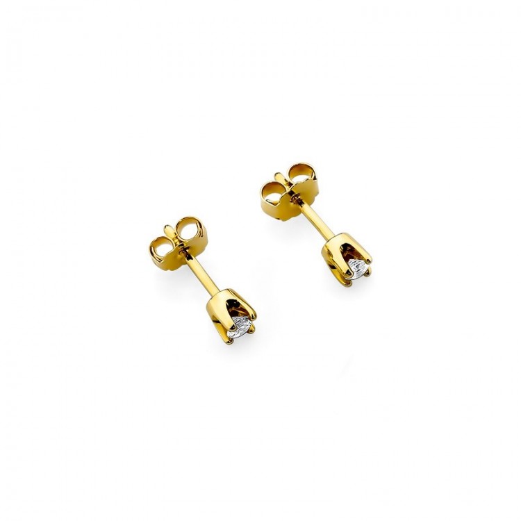Kolczyki z żółtego złota z diamentem - próba 585 0,16CT KO-034 0,16ct