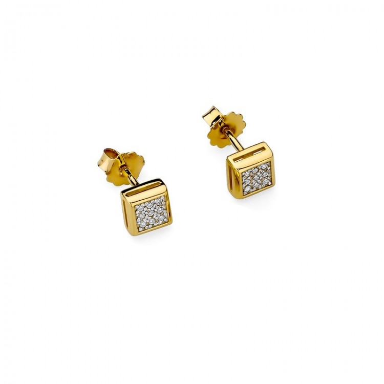 Kolczyki z żółtego złota z diamentami  - próba 585 0,09CT KO-036