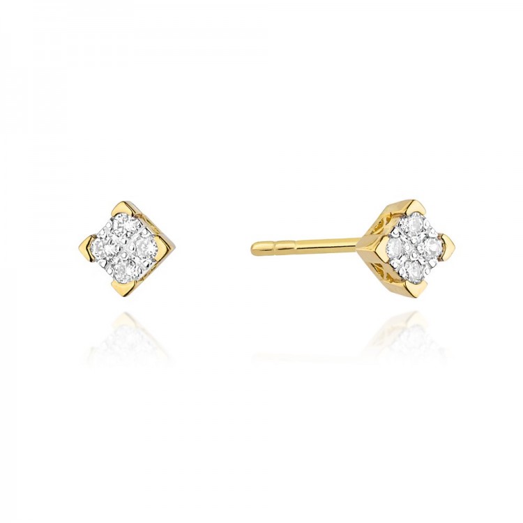 Kolczyki z żółtego złota z diamentem - próba 585 0,16CT KO-402A