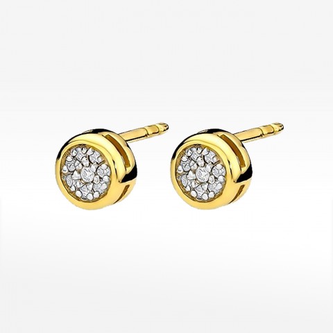 Kolczyki z żółtego złota z diamentami  - próba 585 0,08CT KO-041