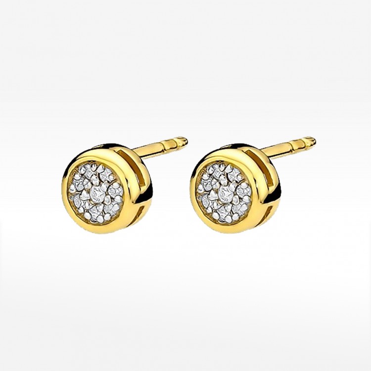 Kolczyki z żółtego złota z diamentami  - próba 585 0,08CT KO-041