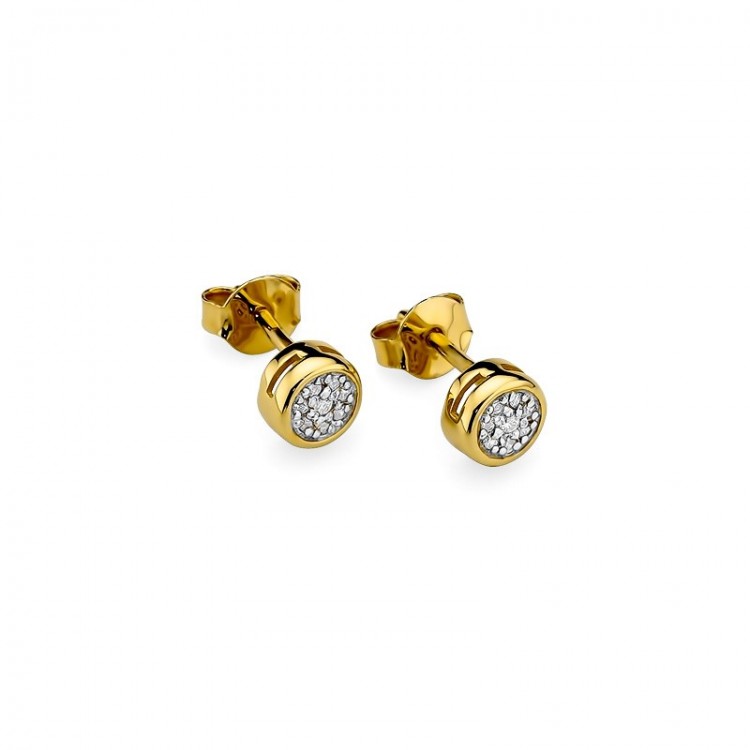 Kolczyki z żółtego złota z diamentami  - próba 585 0,08CT KO-041