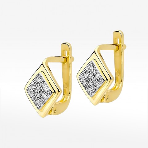 Kolczyki z żółtego złota z diamentami  - próba 585 0,08CT KO-052A