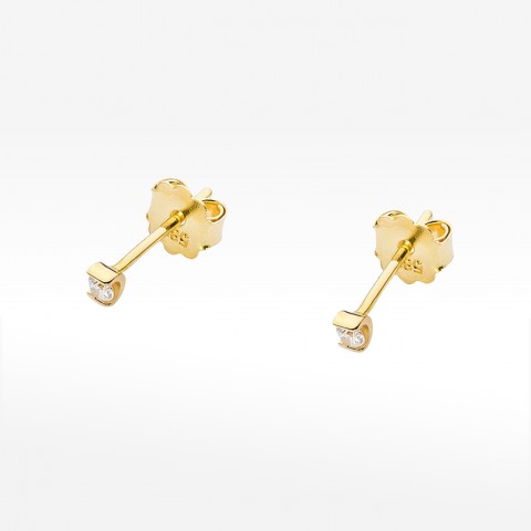 Kolczyki z żółtego złota z diamentem - próba 585 0,08CT KO-055