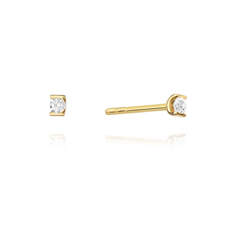 Kolczyki z żółtego złota z diamentem - próba 585 0,08CT KO-055