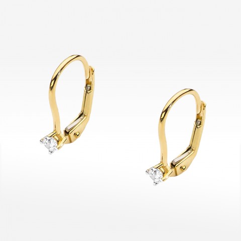 Kolczyki z żółtego złota z diamentem - próba 585 0,14CT KO-057 0,14ct
