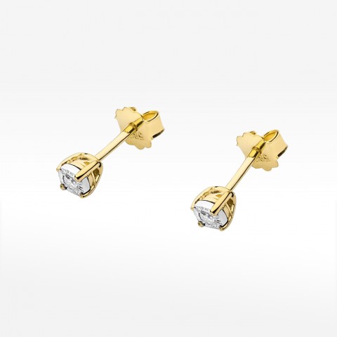 Kolczyki z żółtego złota z diamentem - próba 585 0,06CT KO-058 0,06ct