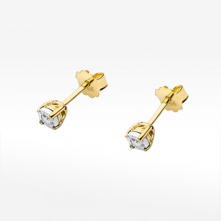 Kolczyki z żółtego złota z diamentem - próba 585 0,06CT KO-058 0,06ct
