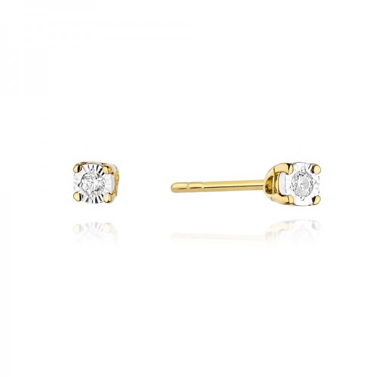 Kolczyki z żółtego złota z diamentem - próba 585 0,06CT KO-058 0,06ct