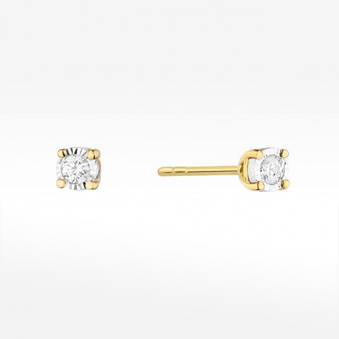 Kolczyki z żółtego złota z diamentem - próba 585 0,16CT KO-058 0,16ct
