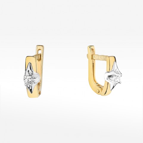 Kolczyki z żółtego złota z diamentem - próba 585 0,08CT KO-088 0,08ct