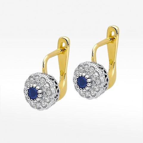 Kolczyki z żółtego złota z szafirem - próba 585 0,506CT KO-284S